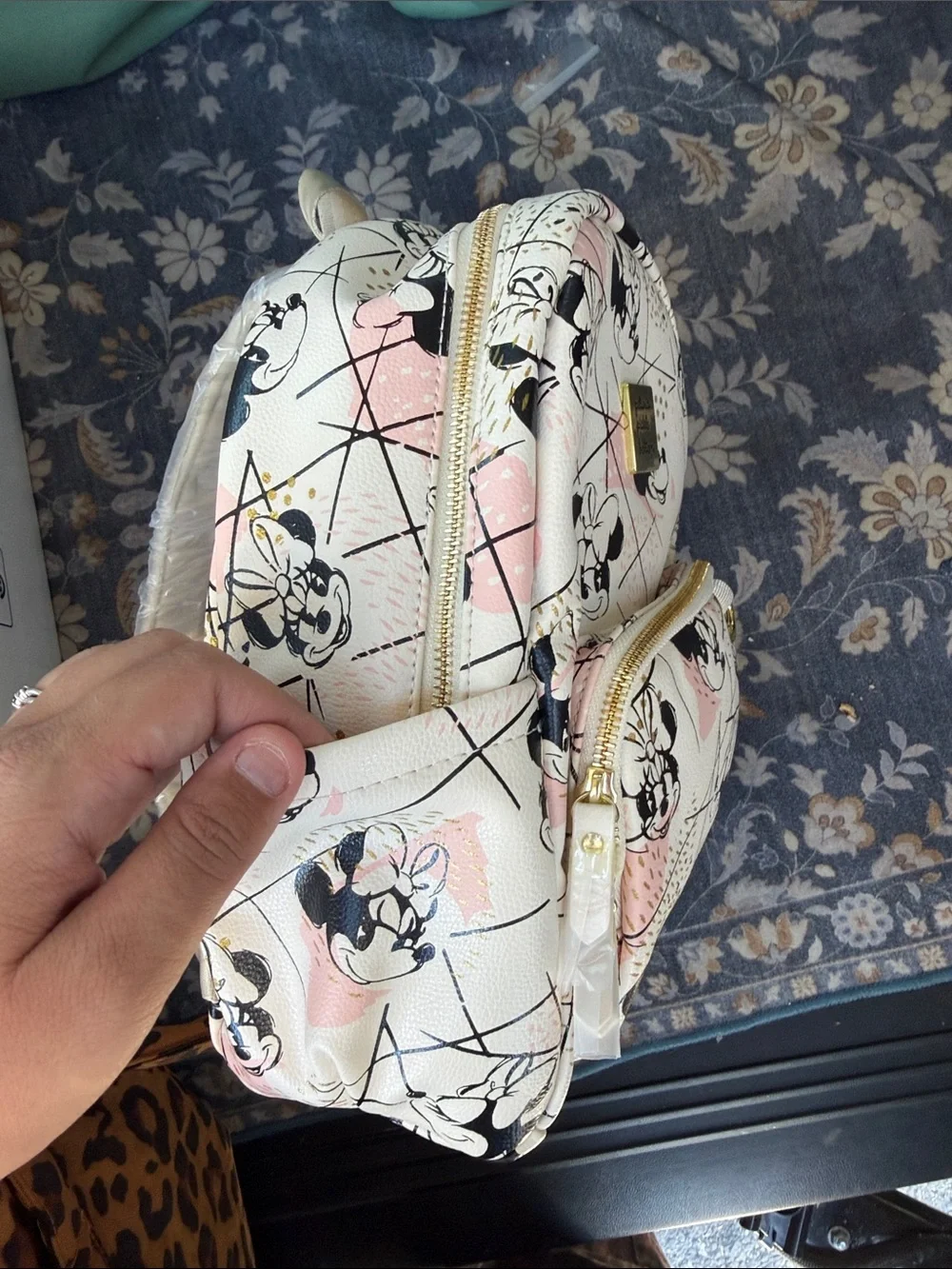 Petunia Pickle Bottom White, Pink & Black Minnie Mouse Mini Backpack